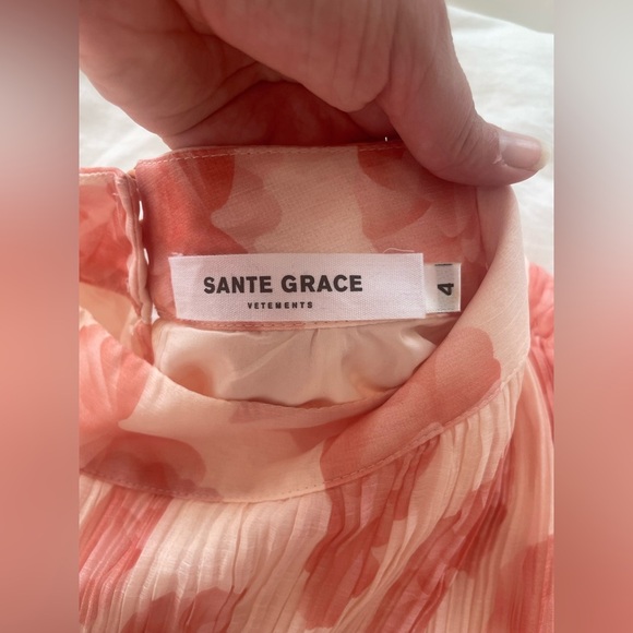 Sante Grace Pink Floral Sheer Pleated Ruffle Mini Dress Size 4X - Picture 9 of 11